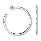 Silver CZ Round Hoop Earrings
