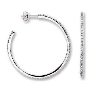 Silver CZ Round Hoop Earrings