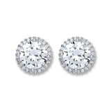 Silver CZ Round Stud Earrings