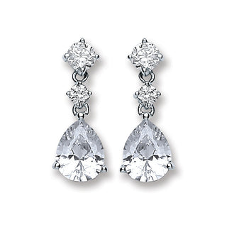 Silver CZ's Small Teardrop Earrings