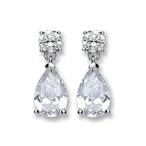 Silver CZ's Teardrop Earrings