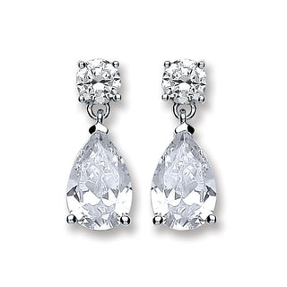 Silver CZ's Teardrop Earrings
