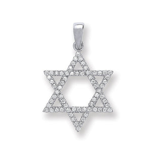 Silver CZ Star Of David Pendant