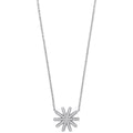 Silver CZ Starburst Pendant 16" Necklace