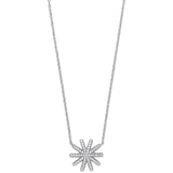 Silver CZ Starburst Pendant 16" Necklace