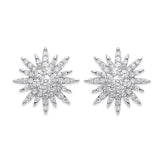 Silver CZ Starburst Stud Earrings