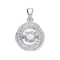Silver CZ Swirl Pendant With Hanging Shimering CZ