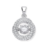 Silver CZ Swirl Pendant With Hanging Shimering CZ