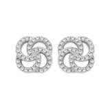 Silver CZ Swirl Stud Earrings