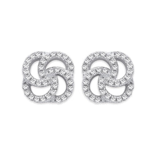 Silver CZ Swirl Stud Earrings