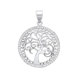 Silver CZ Tree Of Life Pendant