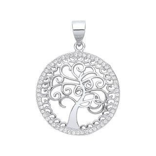 Silver CZ Tree Of Life Pendant