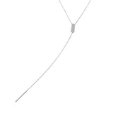Silver CZ Vertical Bar And Id Plate