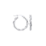 Silver D/c & Plain Twist Hoop Earrings
