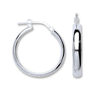 Silver D-shape Wedds Hoop Earrings 3.9g