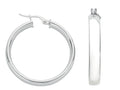 Silver D Shaped Hoop Earrings 4.3g
