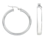 Silver D Shaped Hoop Earrings 4.3g