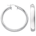 Silver D Shaped Hoop Earrings 7g
