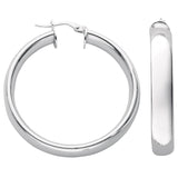 Silver D Shaped Hoop Earrings 7g