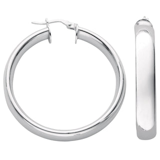 Silver D Shaped Hoop Earrings 7g