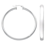 Silver D Shaped Hoop Earrings 8g