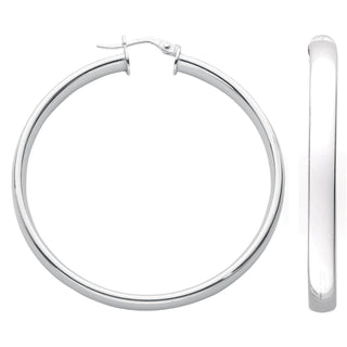 Silver D Shaped Hoop Earrings 8g