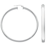 Silver D Shaped Hoop Earrings 9.5g