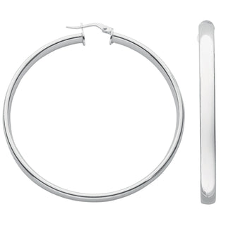Silver D Shaped Hoop Earrings 9.5g