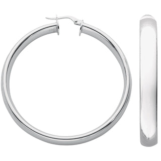 Silver D Shaped Hoop Earrings 9g