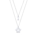 Silver Dog Paw & Bone Pendant Necklace 16" / 18