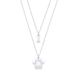 Silver Dog Paw & Bone Pendant Necklace 16" / 18