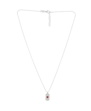 Silver Dog Tag 16" + 2” Extender, Beads Necklace