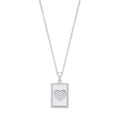 Silver Dog Tag CZ Heart Pendant On Chain