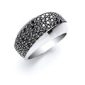 Silver Dome Black CZ Ring