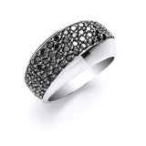 Silver Dome Black CZ Ring