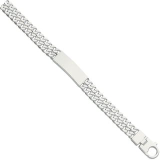 Silver Double Curb Link Id Gents 8" Bracelet