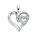 Silver Double CZ Heart Pendant