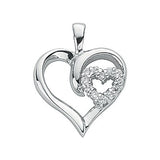 Silver Double CZ Heart Pendant