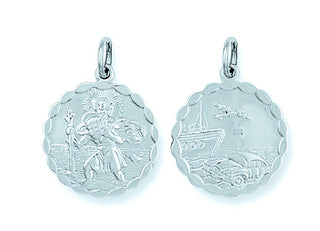 Silver Double Sided Fancy St Christopher Pendant 3.4g