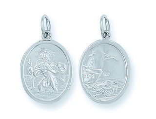 Silver Double Sided Oval St Christopher Pendant 3.2g