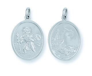 Silver Double Sided Oval St Christopher Pendant 4.6g