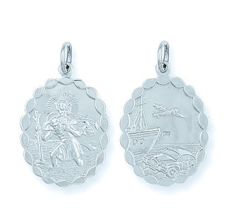 Silver Double Sided Oval St Christopher Pendant 6.5g