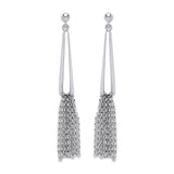 Silver Drop With Tassel Earrings
