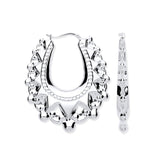 Silver Embossed Hinged Large Oval Creoles