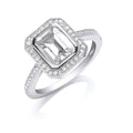 Silver Emerald Cut CZ Centre Ring