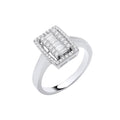 Silver Emerald Halo Style CZ Ring