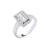 Silver Emerald Halo Style CZ Ring