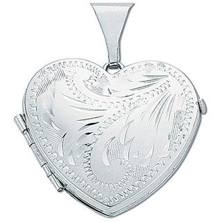 Silver Engraved Heart Shaped Family Locket (£135)