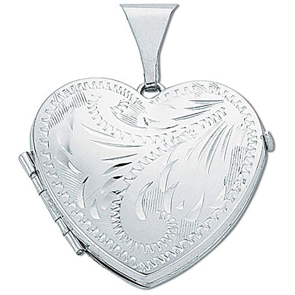 Silver Engraved Heart Shaped Family Locket (£135)