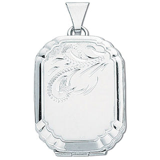 Silver Engraved Rectangular Shaped Locket